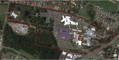 Wyong Hospital boundary map.