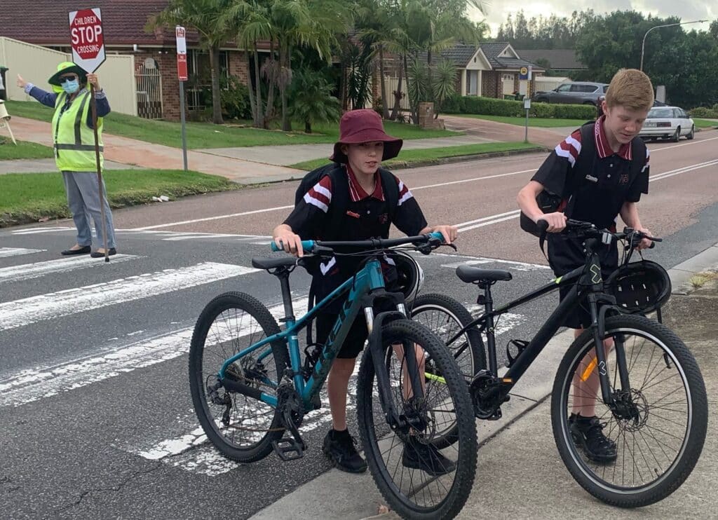 Warnervale Public School students Jed and Isaac ride safely to school.