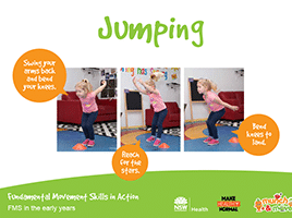Fundamental Movement Skills in Action poster showing how to jump