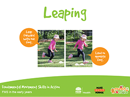 Fundamental Movement Skills in Action poster showing how to leap.