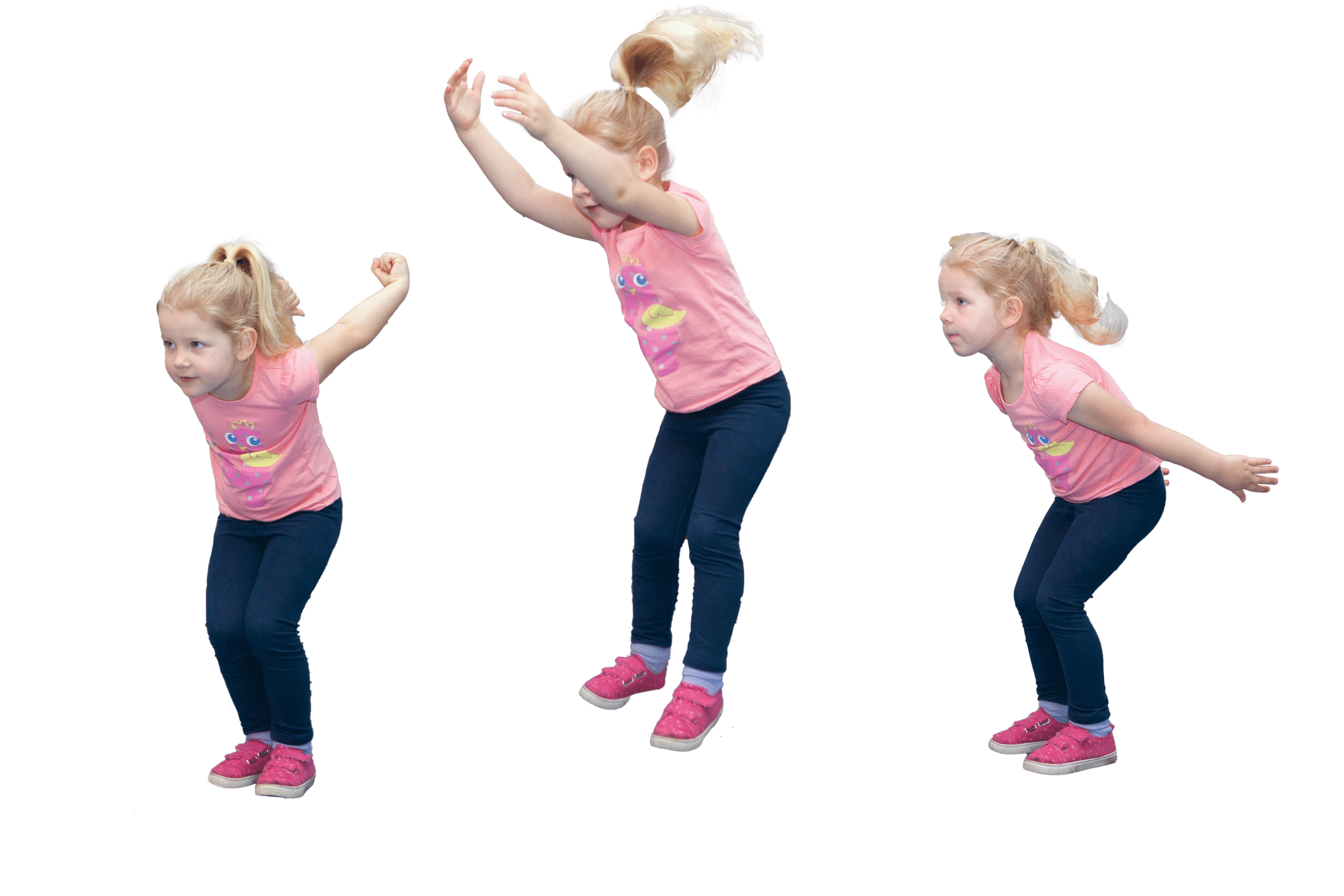 Child practising jumping technique.