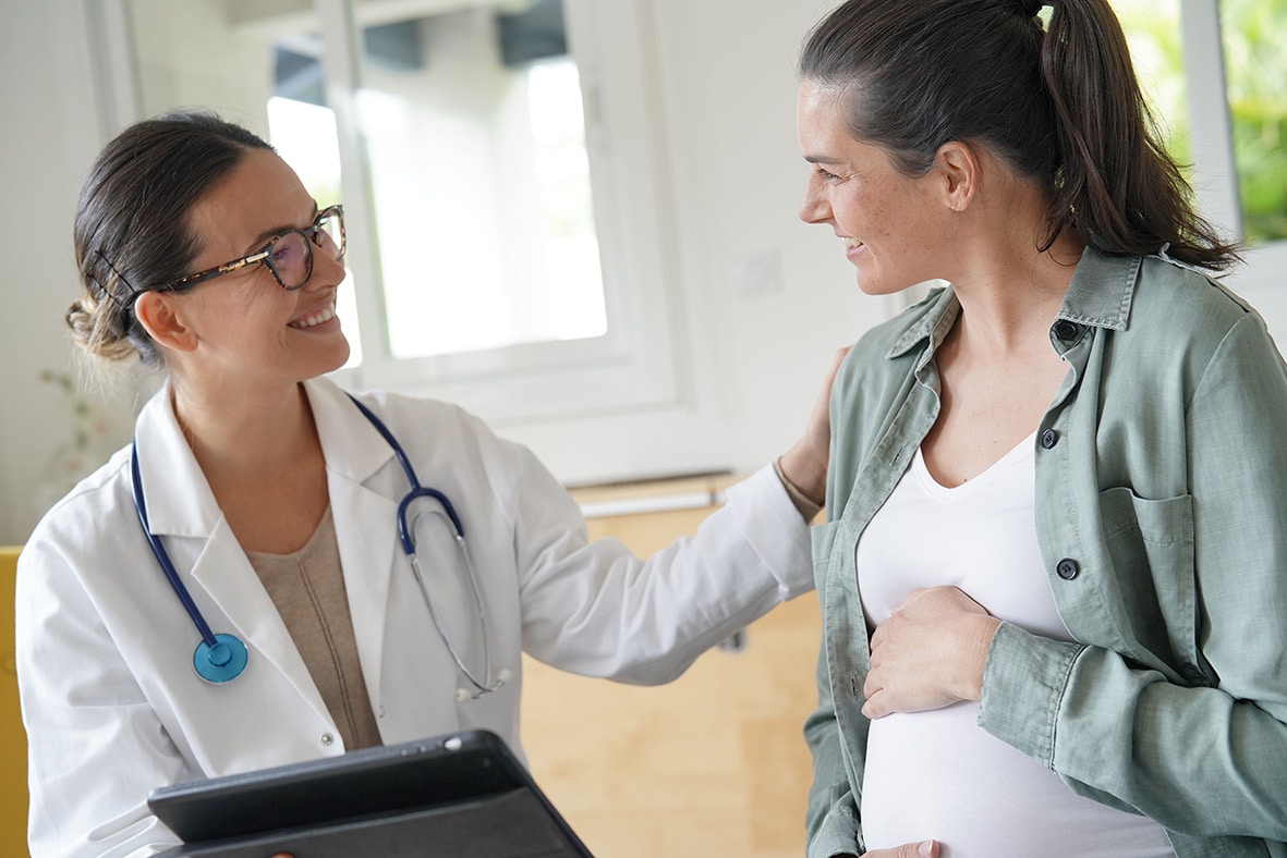 Pregnant woman at doctor's office.
