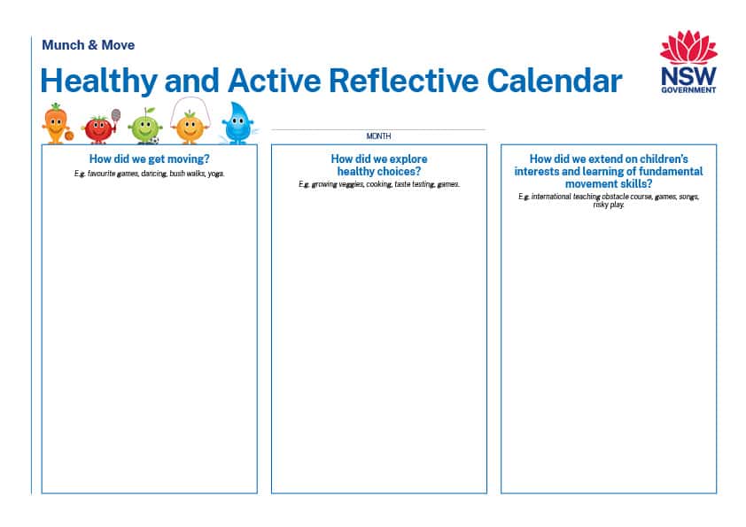 Healthy and Active Refelective Calendar