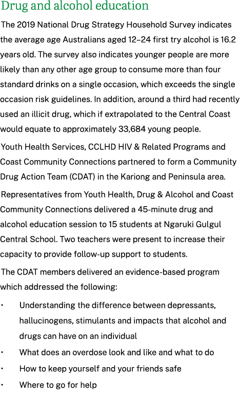 Drug and alcohol education The 2019 National Drug Strategy Household Survey indicates the average age Australians age...