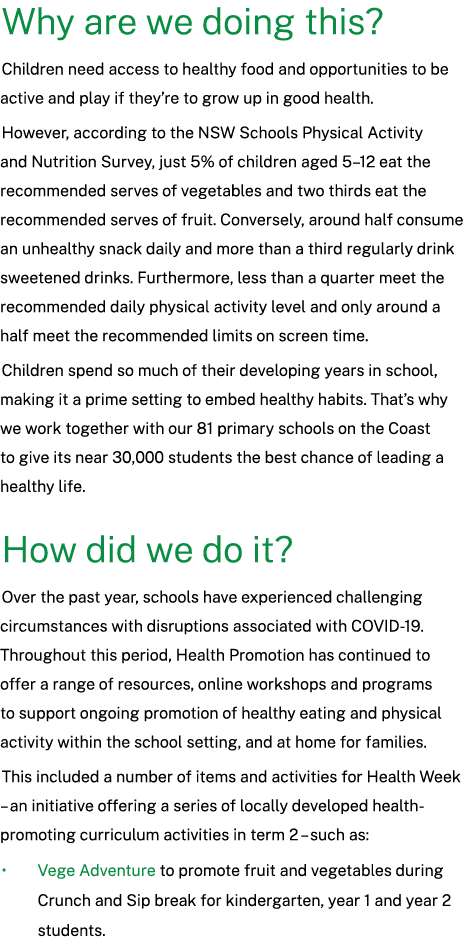 Why are we doing this? Children need access to healthy food and opportunities to be active and play if they’re to gro...