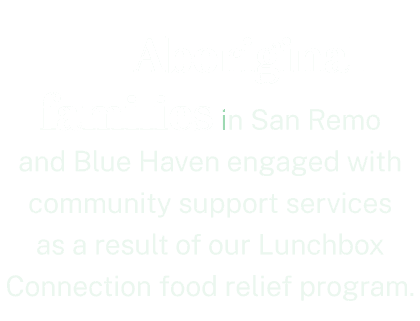  Aboriginal families in San Remo and Blue Haven engaged with community support services as a result of our Lunchbox C...