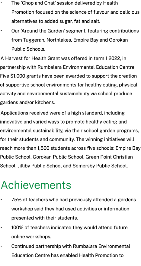 • The ‘Chop and Chat’ session delivered by Health Promotion focused on the science of flavour and delicious alternati...